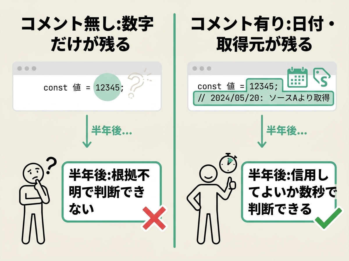 コメント無しとコメント有りで半年後の判断のしやすさを比較した図